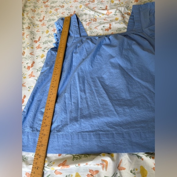 J. Crew square neck Pom Pom sleeve blue top size 10 - Picture 6 of 9